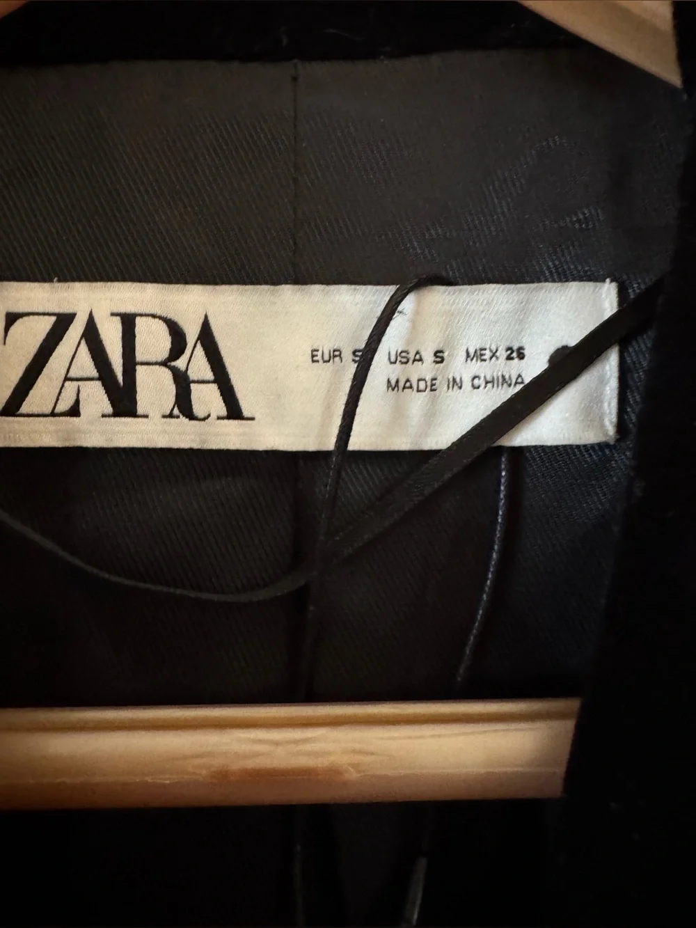 Zara Double-Breasted Velvet Blazer Black Sz Small